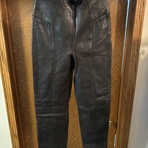 Leather high waisted lined pants